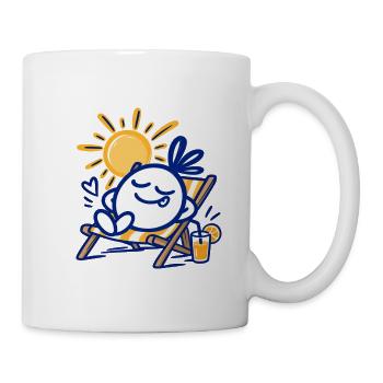 Sommer Chill – Entspannter Charakter im Liegestuhl - Tasse - Weiß - Rechts