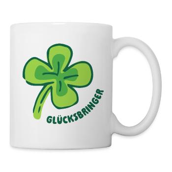 Viel Glück - Glücksbringer - Kleeblatt - Tasse - Weiß - Rechts