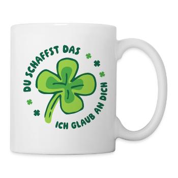 Du schaffst das! – Glücksklee Mutmacher - Tasse - Weiß - Rechts