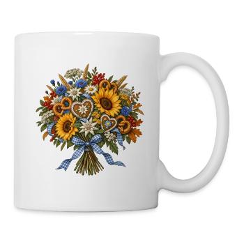 Volksfeststrauß mit Brezeln & Blumen - Tasse - Weiß - Rechts