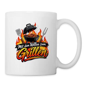 Mit dem Willen zum Grillen - Tasse - Weiß - Rechts