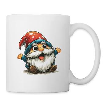 Fröhlicher Pilzgnom mit rotem Hut - Tasse - Weiß - Rechts