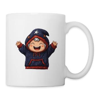 Fröhlicher Sternen Hoodie für Kinder - Tasse - Weiß - Rechts