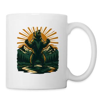 Wild Bear Mountain Forest – Vintage Natur - Tasse - Weiß - Rechts