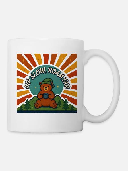 Cozy Bear Coffee Mountain – Vintage-Wildnis - Tasse - Weiß