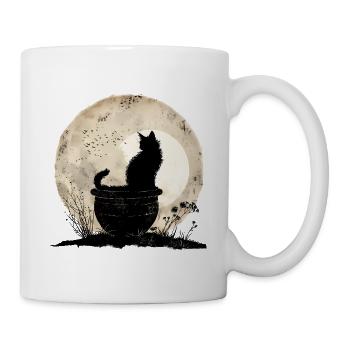 Mondschein Katz im Kessel - Tasse - Weiß - Rechts