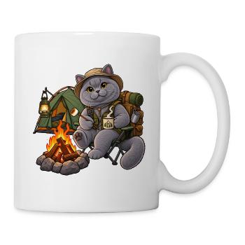 Britisch Kurzhaar Camping am Lagerfeuer - Tasse - Weiß - Rechts