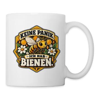Keine Panik. Ich hab Bienen. Imker Geschenk - Tasse - Weiß - Rechts