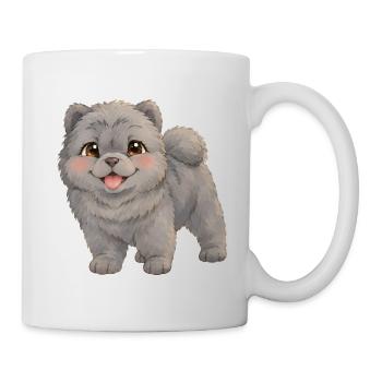 Chow-Chow – flauschiger dunkler Hundewelpe - Tasse - Weiß - Rechts