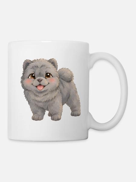 Chow-Chow – flauschiger dunkler Hundewelpe - Tasse - Weiß