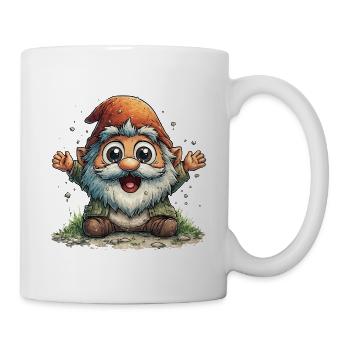 Fröhlicher Gartenzwerg Cartoon - Tasse - Weiß - Rechts