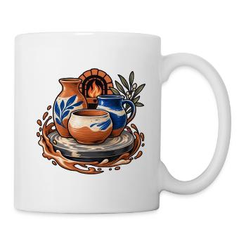 Töpferrunde – Gemeinsam aus Ton geformt - Tasse - Weiß - Rechts
