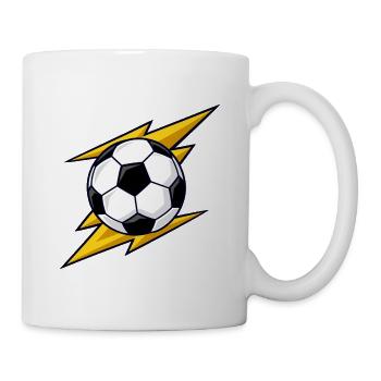 Fußball mit gelben Blitzen - Tasse - Weiß - Rechts