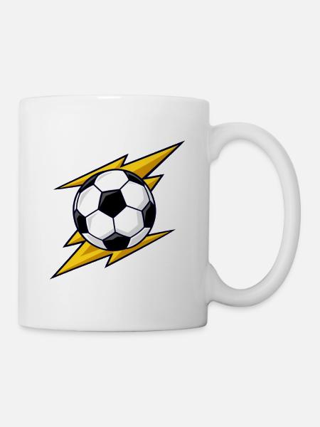 Fußball mit gelben Blitzen - Tasse - Weiß