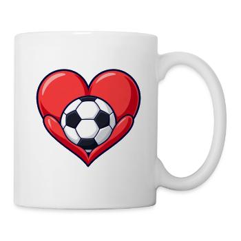 Fußball in einem roten Herzen - Tasse - Weiß - Rechts