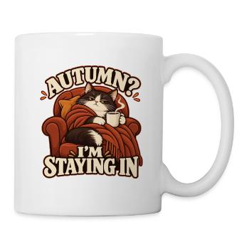 Gemütliche Herbstkatze - Tasse - Weiß - Rechts