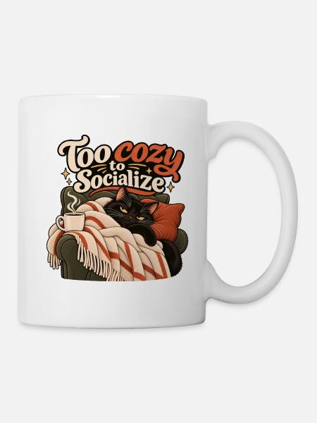 Zu gemütlich für Gesellschaft - Tasse - Weiß