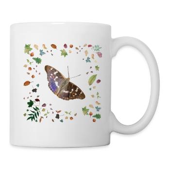 Kleiner Schillerfalter mit Herbstlaub - Tasse - Weiß - Rechts