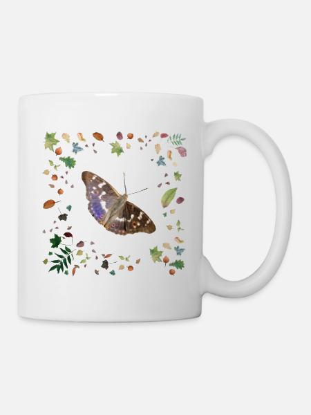 Kleiner Schillerfalter mit Herbstlaub - Tasse - Weiß