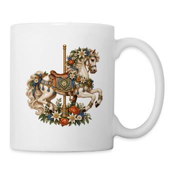 Karussellpferd mit Edelweiß & Alpenblumen - Tasse - Weiß - Rechts