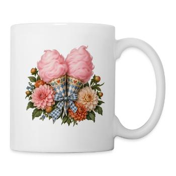 Zuckerwatte mit Blumen & Trachtenschleife - Tasse - Weiß - Rechts