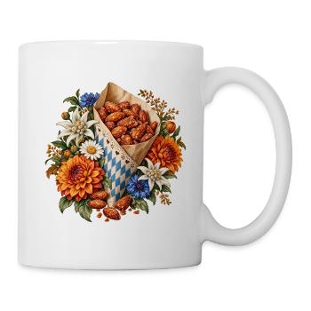 Gebrannte Mandeln mit Edelweiß & Blumen - Tasse - Weiß - Rechts