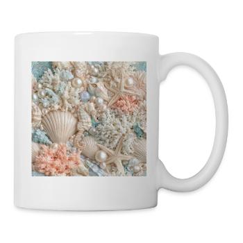 Pastellkorale und Meeresperlen - Tasse - Weiß - Rechts