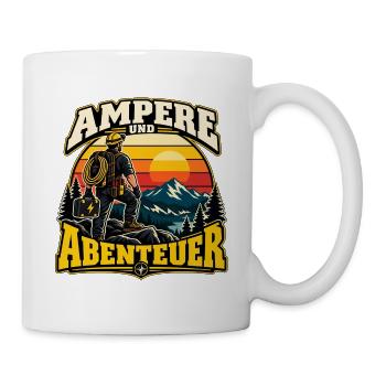 Ampere und Abenteuer – Elektriker Bersteigen - Tasse - Weiß - Rechts