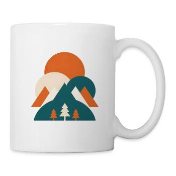 Geometrische Landschaft Minimalistisch Retro Shirt - Tasse - Weiß - Rechts