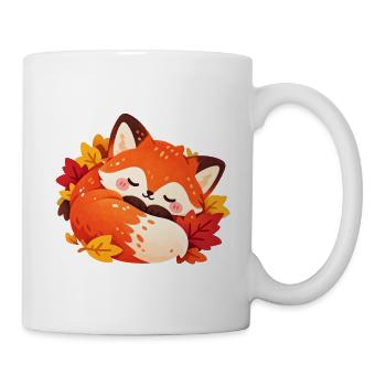Ruhevoller Herbstfuchs im Laub - Tasse - Weiß - Rechts