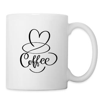 Coffee Line Art – Minimalistisches Kaffee Design  - Tasse - Weiß - Rechts