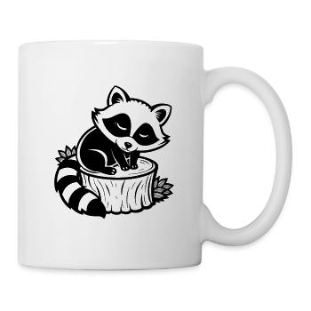 Baby-Waschbär schläft auf einem Baumstumpf - Tasse - Weiß - Rechts