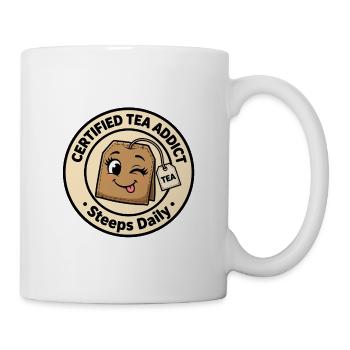 Zertifizierter Tee-Süchtiger – Zieht täglich lustig - Tasse - Weiß - Rechts
