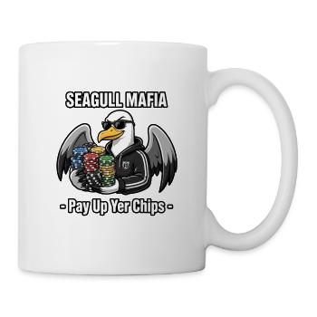 Seagull Mafia – Pay Up Yer Chips lustig - Tasse - Weiß - Rechts