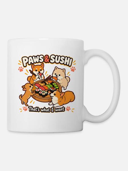 PFOTEN und SUSHI-Hunde Das ist es, was ich will - Tasse - Weiß