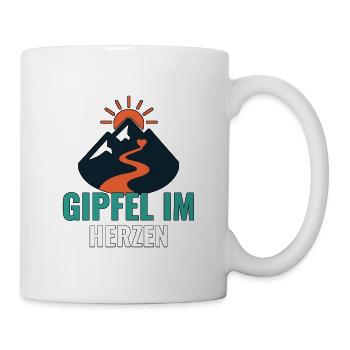 Gipfel im Herzen. – Minimalistische Gipfelmotive. - Tasse - Weiß - Rechts