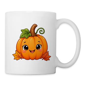 Süßer Kürbis – Herbst & Halloween T- Shirt - Tasse - Weiß - Rechts