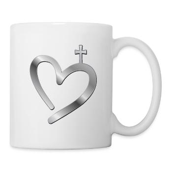 Christliches Kreuz Herz - Tasse - Weiß - Rechts