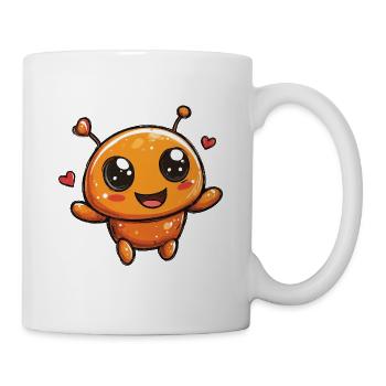 Kuscheliger Orangenheld mit Herzchen - Tasse - Weiß - Rechts