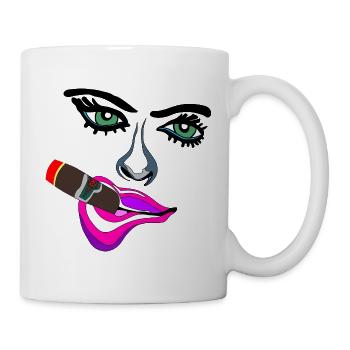 Frau mit pinken Lippen und Zigarre - Tasse - Weiß - Rechts