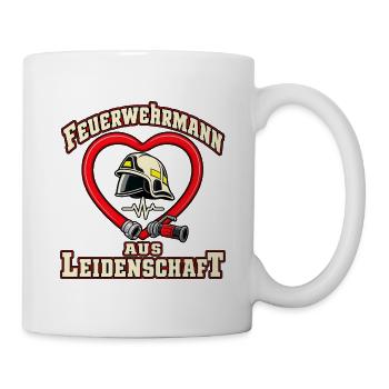 Feuerwehrmann aus Leidenschaft – Schlauchherz - Tasse - Weiß - Rechts