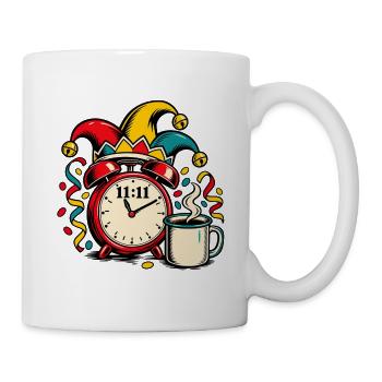 Karneval 11:11 Kaffee Uhr - Tasse - Weiß - Rechts