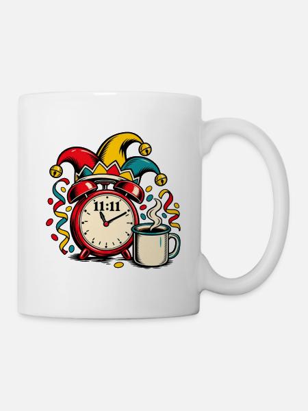 Karneval 11:11 Kaffee Uhr - Tasse - Weiß