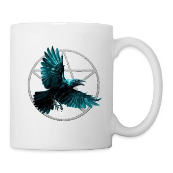 Teal Rabe im Geometriekreis - Tasse - Weiß - Rechts