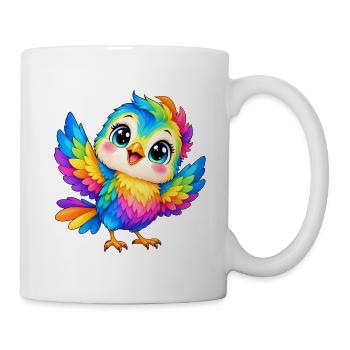 Kawaii Mehrfarbige Vogel - Tasse - Weiß - Rechts