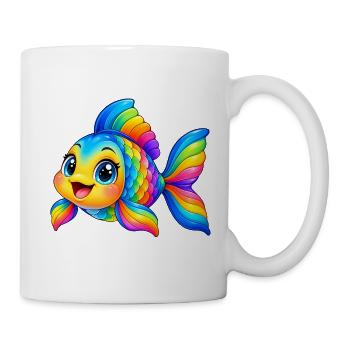 Kawaii Mehrfarbiger Fisch - Tasse - Weiß - Rechts