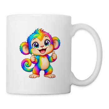 Kawaii Mehrfarbiger Regenbogenaffe - Tasse - Weiß - Rechts