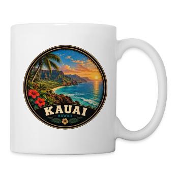 Kauai Hawaii Insel Urlaub Sunset Vintage - Tasse - Weiß - Rechts