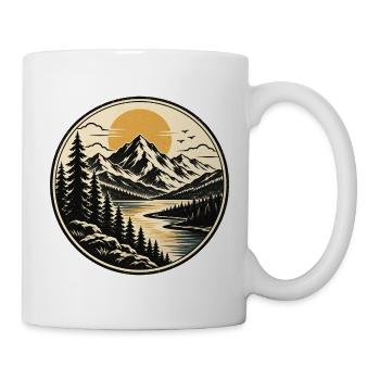 Berglandschaft am Sonnenuntergangsee - Tasse - Weiß - Rechts