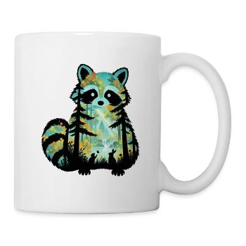 Wald-Raccoon im Blumenwald - Tasse - Weiß - Rechts